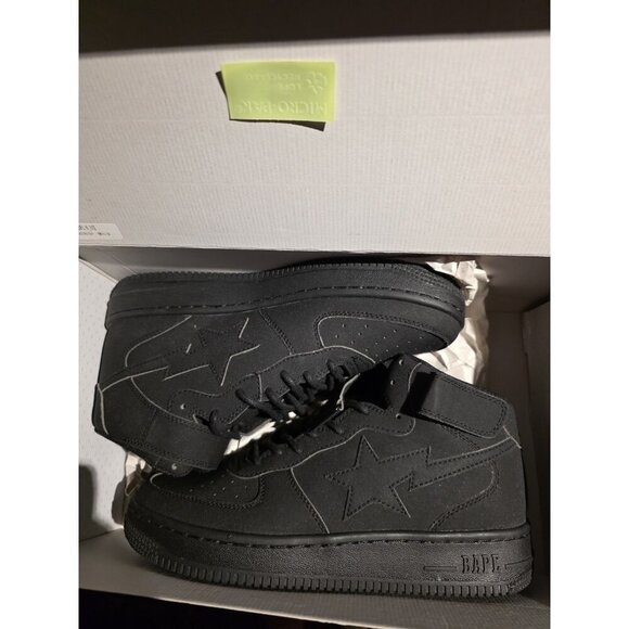 Authentic a bathing ape BAPE STA Foot Soldier black Suede mens size US 8 NEW - Picture 9 of 10